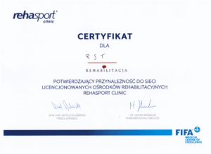 Certyfikat Rehasport Clinic